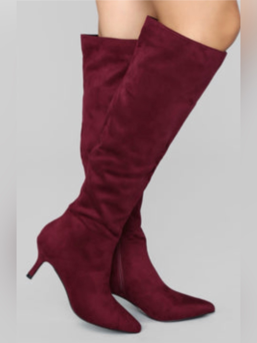 Fashion Nova get it straight Burgundy Over-the-Knee Boots 7